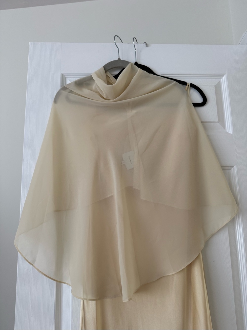 Reformation Lilibeth Silk Dress Detachable Sheer Cape Blonde - Picture 12 of 14